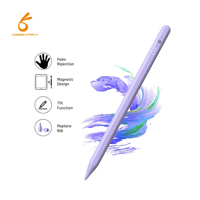 

Three led light indicator palm rejection and tilt function pencil stylus pen touch screen