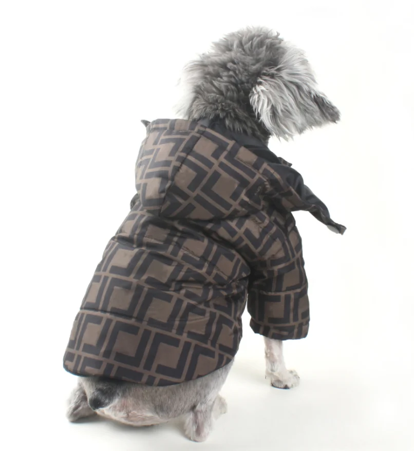 

Warm And Thick Classic Brand F logo Design Pet Winter Clothes Down Jacket Dog Cotton Coat