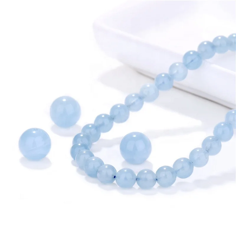 

Wholesale Natural Aquamarine Loose Crystal Beads Bracelet DIY Handmade Round Wathet Blue Beads for Earrings Jewelry Accessories
