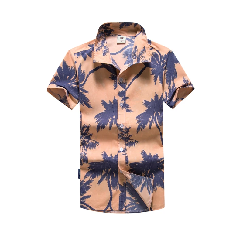 

2020 summer men print short sleeves quick drying leisure loose beach shirt, Customized color