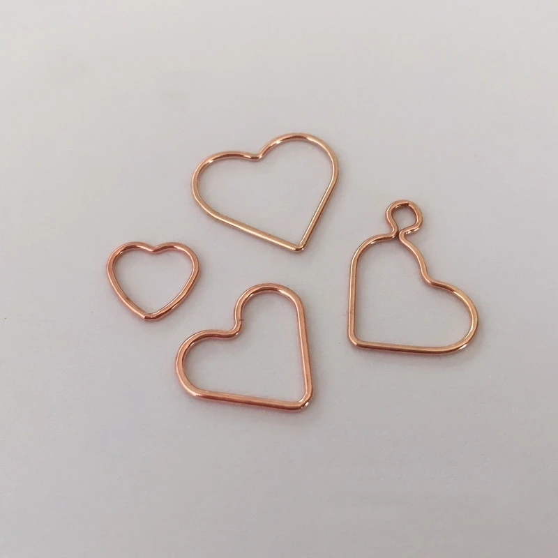 Permanet Rose Gold Heart Charms Jewelry Love Closed Jump Rings Gold Filled Findings