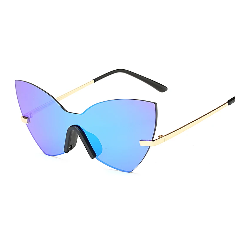 

SHINELOT 98016 Latest Fashion Horn Cutting Rimless Sun Glasses Womens Mirror Sunglasses