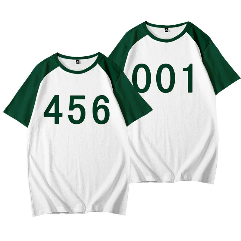 

2021 Summer Hot Sale Custom Number Squid Game Same Style Short Sleeve Unisex Women Men Shirt Clothing, Customized color