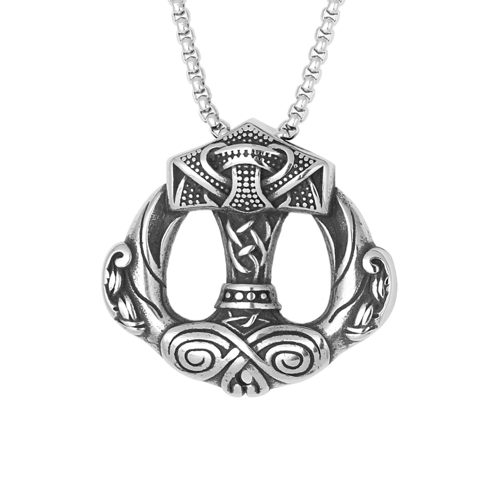 

Tarnish Free Jewelry Nordic Thor's Hammer Pendant Pingente Stainless Steel Hollow Viking Amulet Pendant For Men