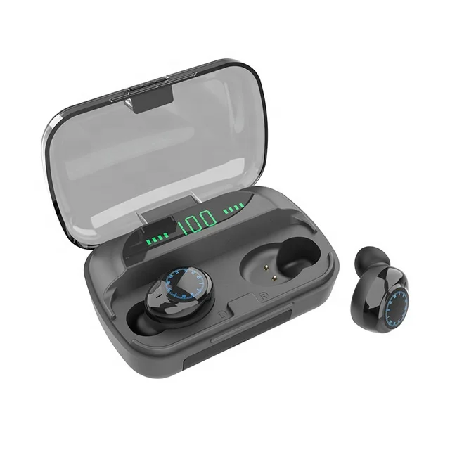 

M11 Waterproof mobile phone Headphone Stereo Sport V5.0 TWS headset LED Display With 3500mAh Power Bank in ear Headphones, Black