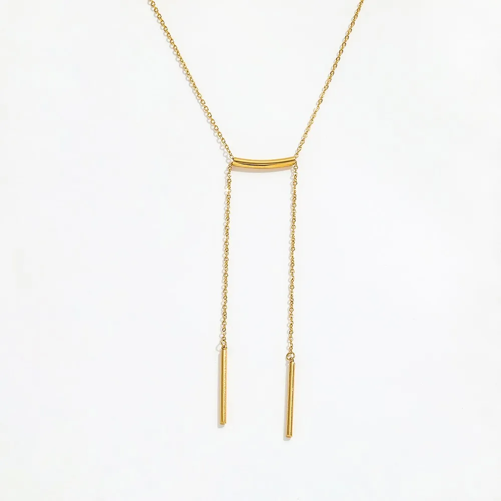 Joolim Jewelry 18K Gold Plated Bar Pendant Adjustable Y Choker Lariat  Necklace Jewelry Wholesale Stainless Steel Necklaces