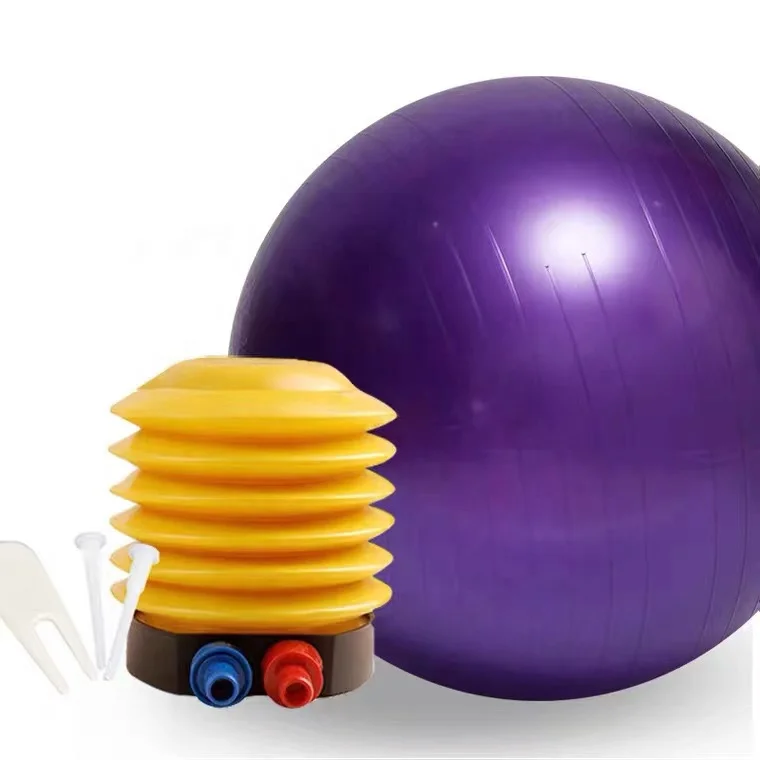 

Fitness Equipment Anti Burst No Slip Yoga Balance Ball, Exercise Pilates Yoga Ball with Quick Foot Pump, Grey,purple,red,pink