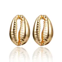 

VRIUA Fashion Cowrie Shell Earrings Women Gold Color 2019 New Summer Statement Shell Drop Earrings for women Gift Party Wedding