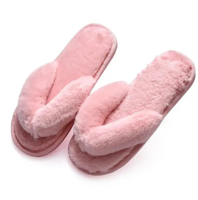 

Comfortable Furry Spa House Slippers for ladies, Cozy Thongs Slip On Flip Flops Women Faux Fur Slipper, Optional