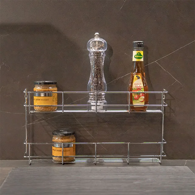 

Double-layer metal wall-to-wall metal spice rack kitchen spice 2 layer spice racks