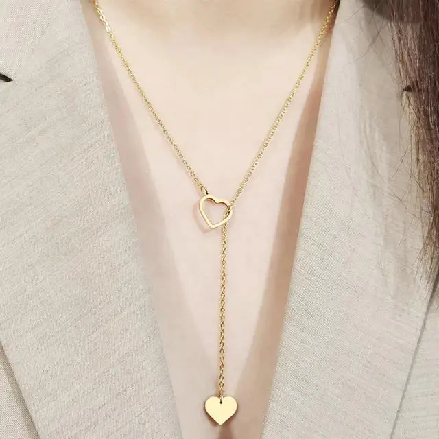 

Long Pendant Heart-Shaped Necklaces Pendants For Women Simple Design Necklace Stylish Alloy Jewelry Party Gift