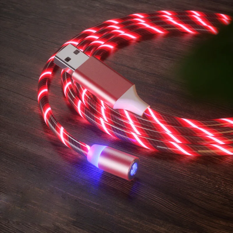 

Micro usb c 3 in 1 magnetic charge cable Universal mobile phone surround flowing led light usb cable, Flowing light
