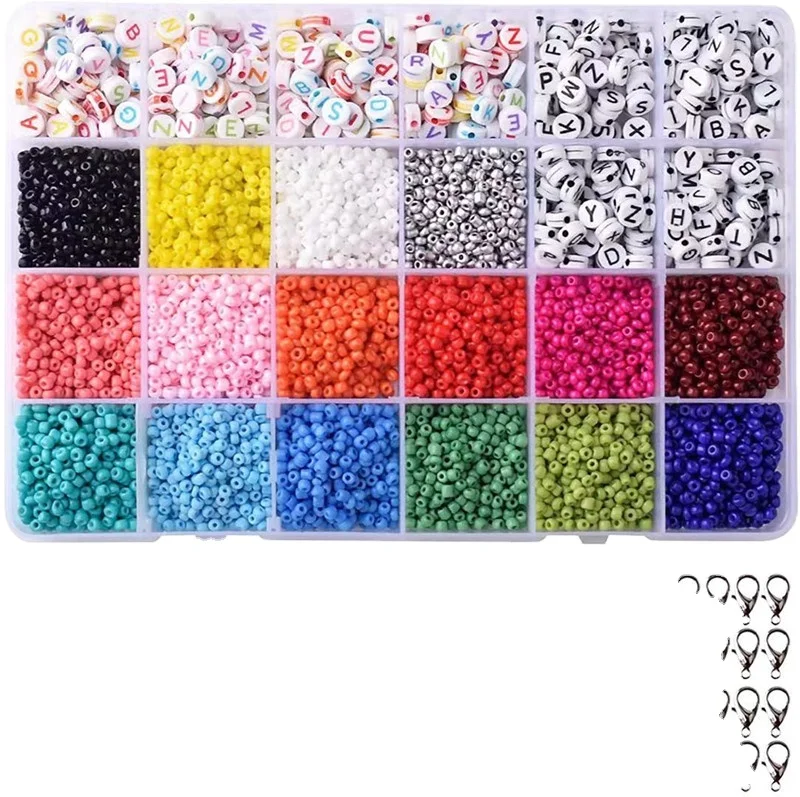 

24 grids colored beads 3mm glass seed beads set