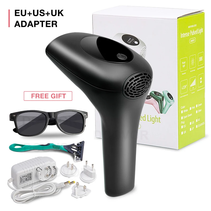 

Permanent 999999 Flashes IPL Laser Painless Epiltor Hair Remover Hair Removal Device Home Use Ipl Machine, White/light green/dark green/pink