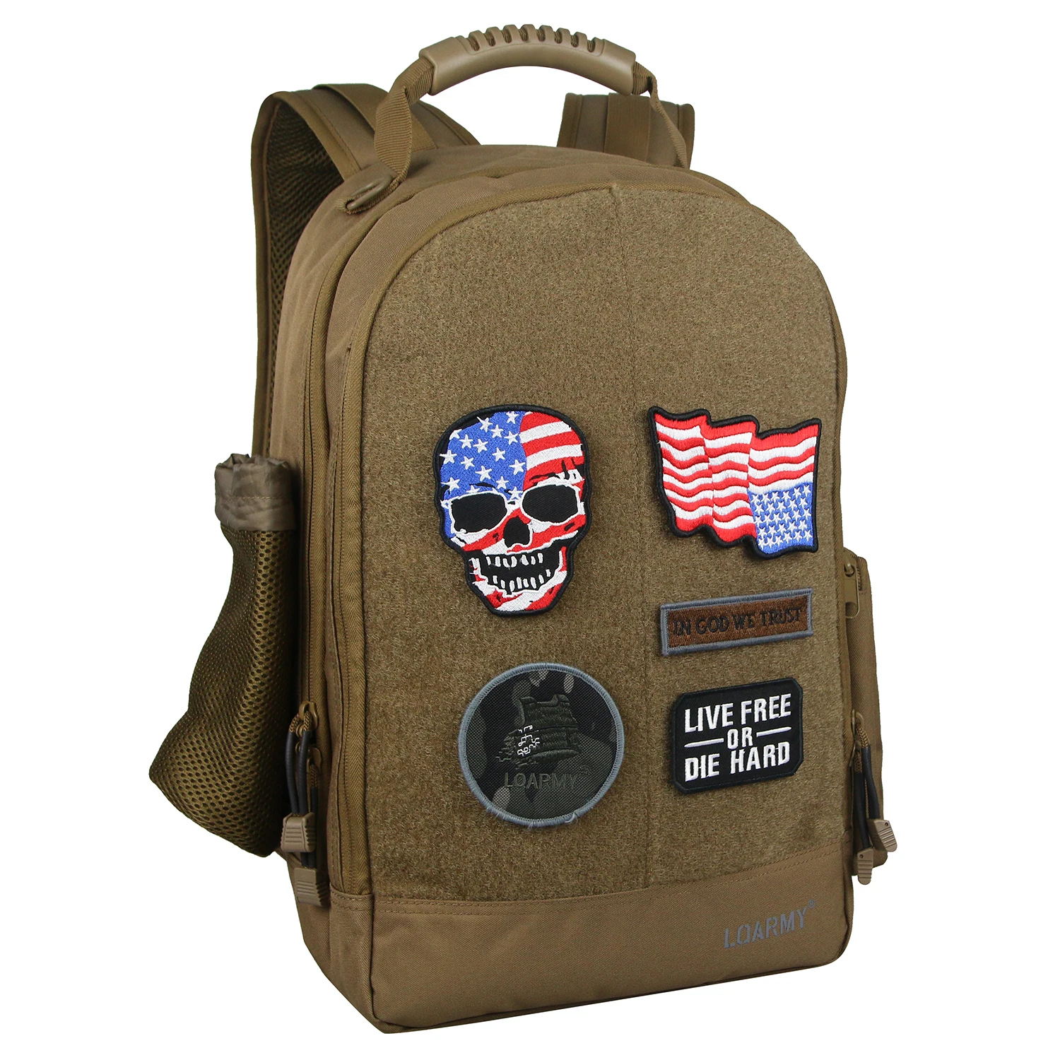 

Army Laptop military backpack with Five patches, Tan