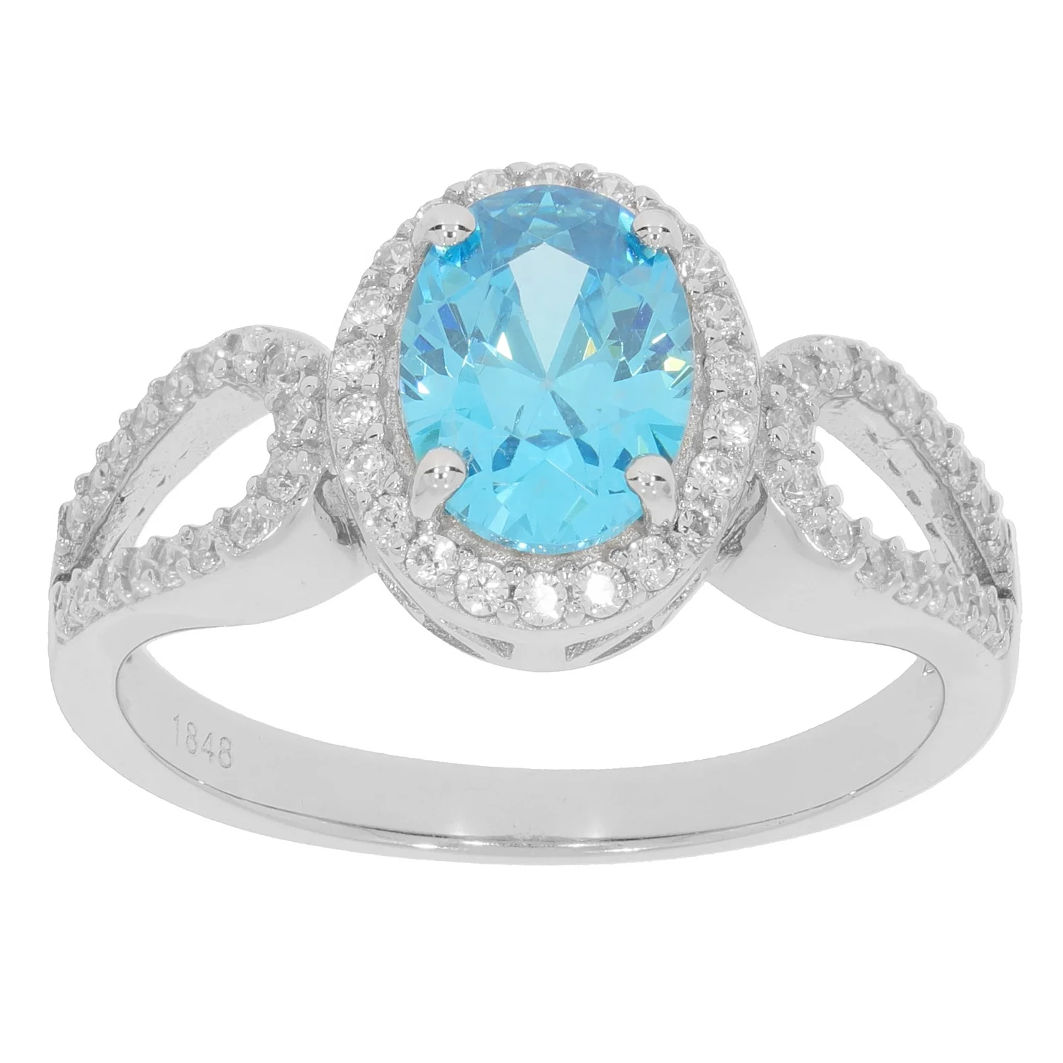 

Natural Gemstone Aquamarine Dainty Women Jewelry 925 Sterling Silver bling Diamond Ring