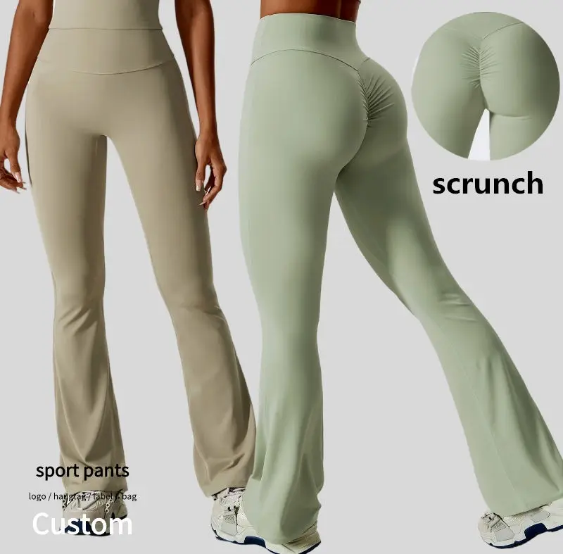 Wholesale Workout Leggins Scrunched Buttock Push Up Yoga Clothes Sports Wide Leg Pants Ropa Mujer For Women High Waist Leggings