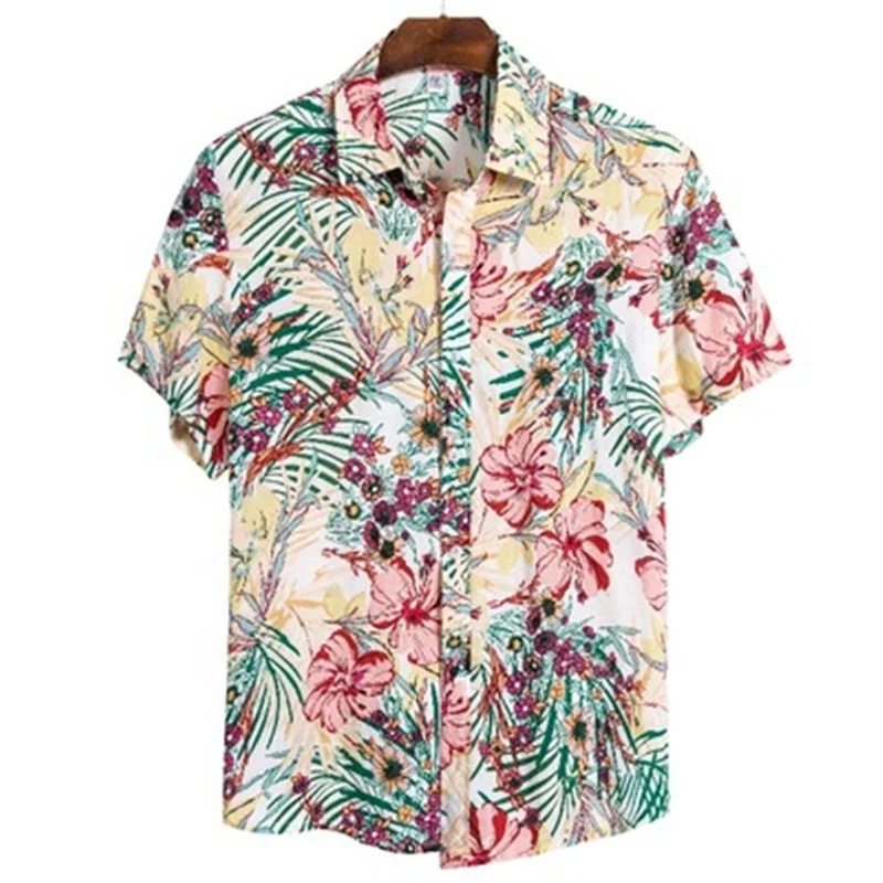 

Hawaii Style High Quality Turn-down Collar Floral Men's T-shirts