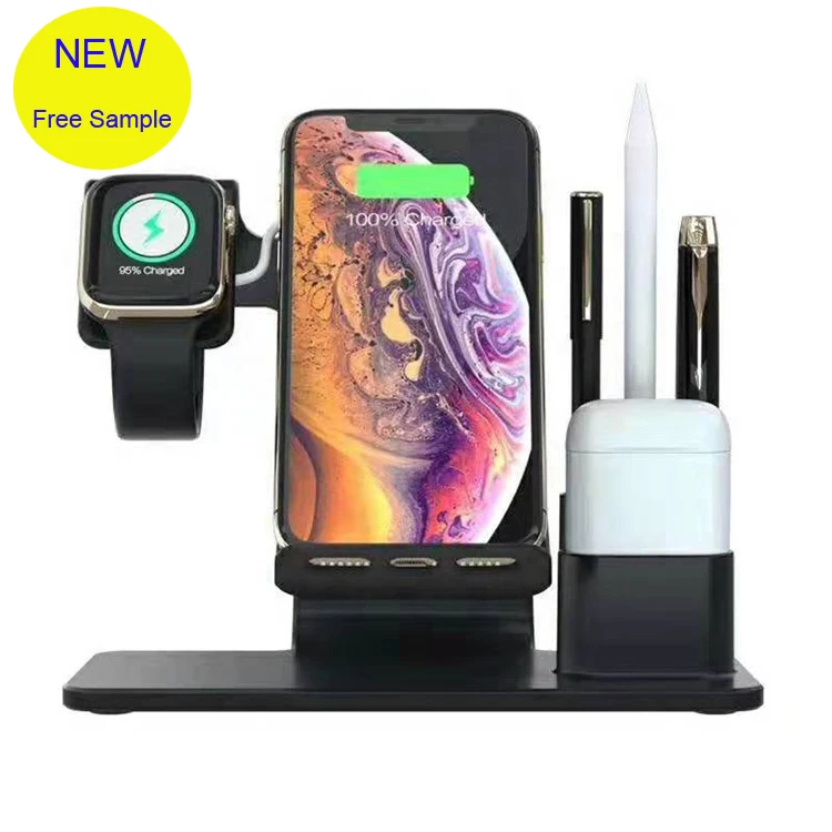 

best sellers in europe 2020 N36 wireless charger 3 in 1 Docking Station With Pen Holder Wireless Charger Stand For smart phone, Black,sliver,grey