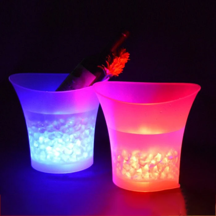 

KLH182 Colorful Light Bar Acrylic Champagne Bucket  Plastic Cocktail Wine Cooler KTV LED Beer Ice Bucket