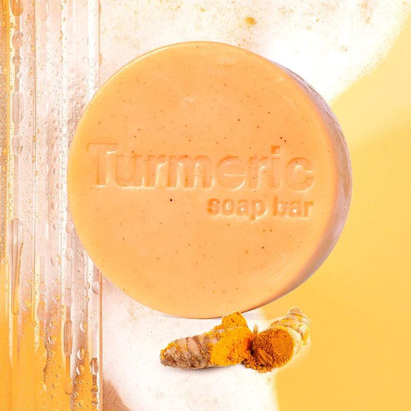 

Oem Customized Logo Organic Bathing Soaps Bar Whitening Bleaching Acne Aid Natural Handmade Ginger Turmeric Soap
