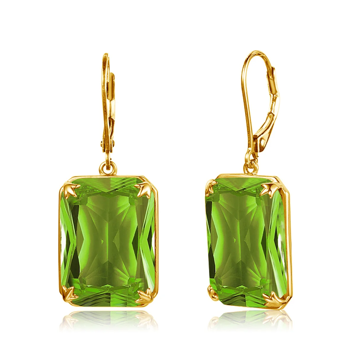 

Wholesale Pure 925 Sterling Silver Gemstone Long Earring Jewelry Fine 18K Gold Plated Women Peridot Drop Earrings