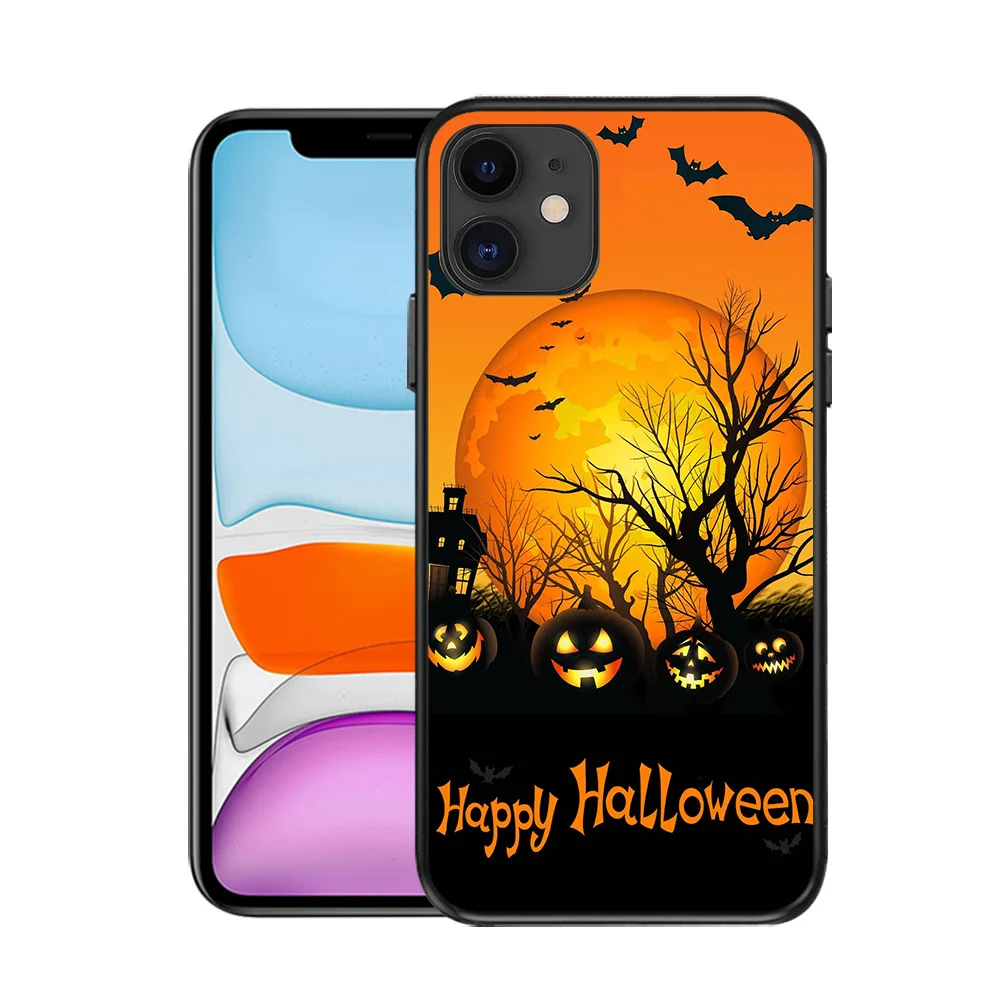 

2021 New Product Halloween Ghost Pumpkin Lamp Grim Reaper For iPhone 11 12 Pro Max Xs Xr Cover Phone Case, Customizable