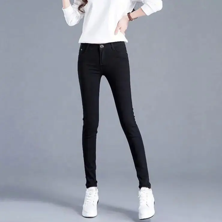 

Highly recommended womens black skinny jeans Chemical fiber blended new arrival jeans women with low price, Black, white