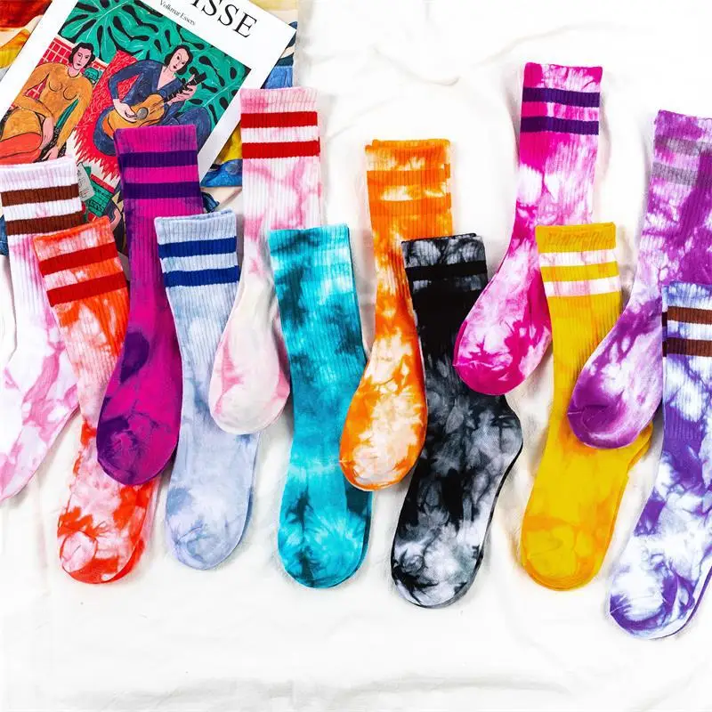 

2021 Autumn and winter fashion tube socks couple fashion cotton tie dye socks, Colors