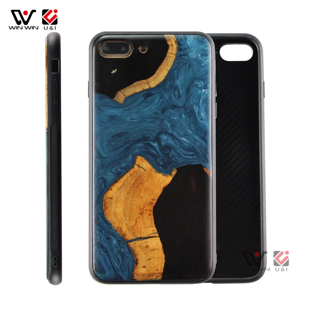 

Drop Proof Best Selling Wood Resin Mobile Cell Phone Case For iPhone 7 Plus, Black, green, red, dark blue,light blue