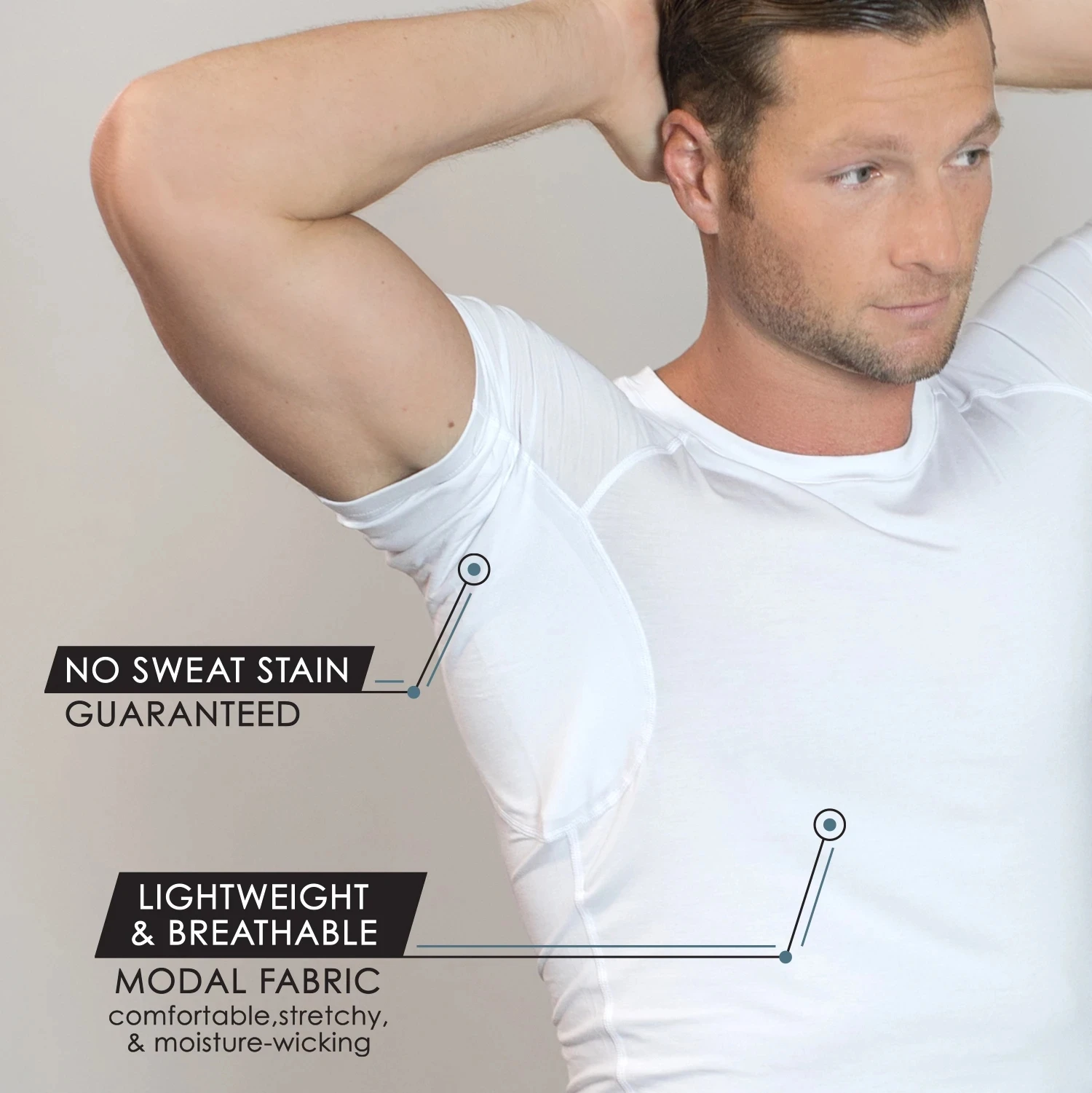 

Wholesale custom Sweat proof shield underwear shirts undershirts t shirts with Underarm Sweat Pads in bulk for men