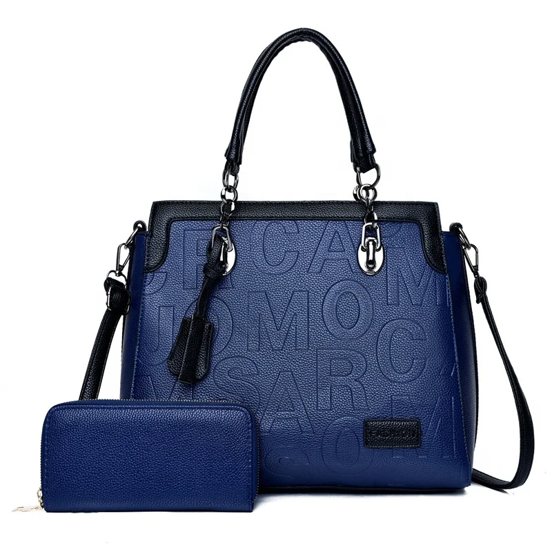 

ladies bags letter printing bags PU leather handbags purses and handbags sets luxury handbags set for women, Blue, black, red