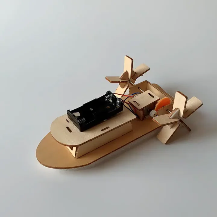 New Children Diy Electronic Wooden Boat Toys For Child Educational Boat
