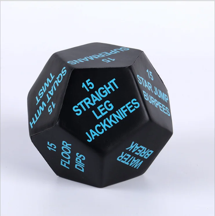 

12 Sided Pu foam Exercise Dice Cubes Logo fitness Exercise Dice Game Sport Toy Dice, Red,blue, yellow, black