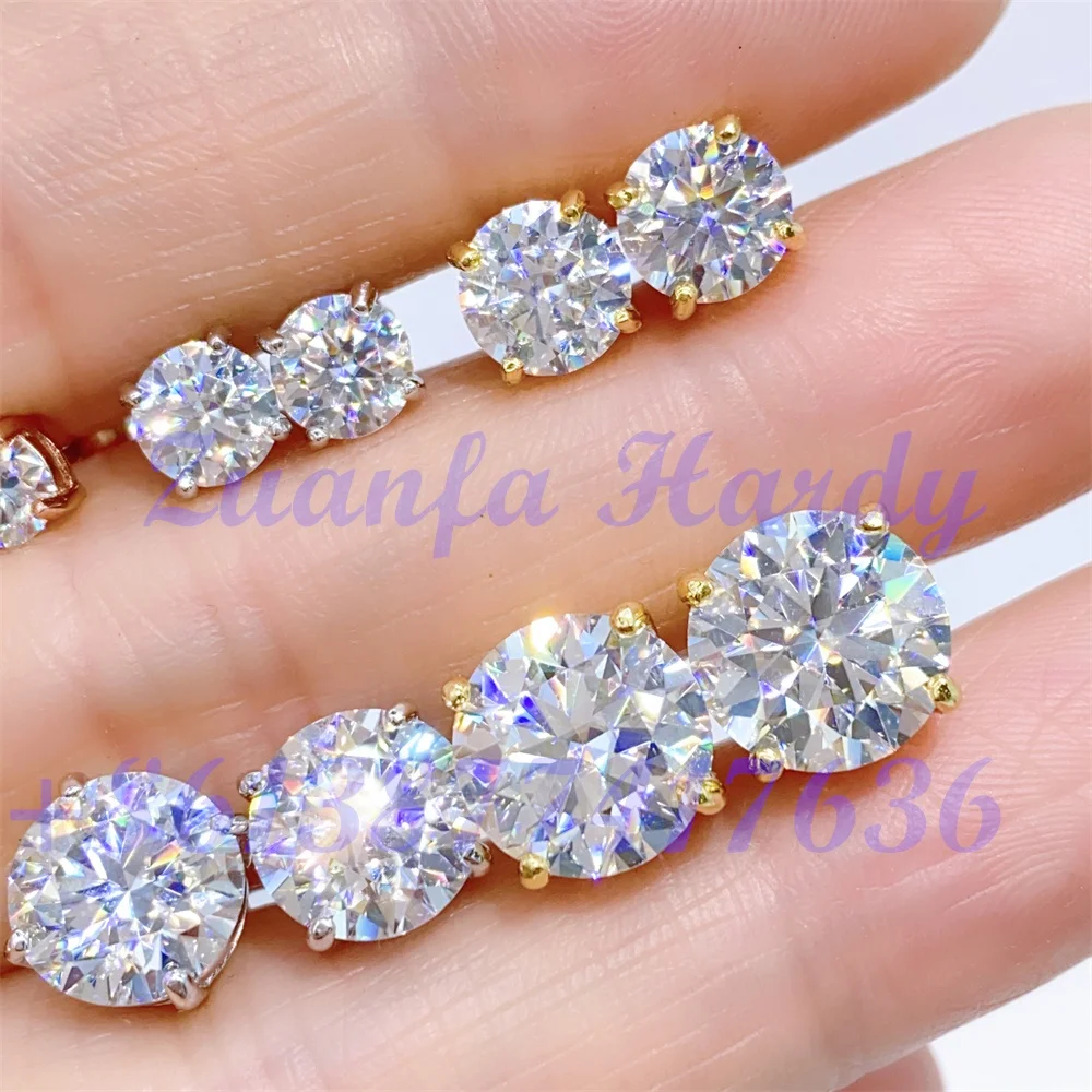 

Zuanfa gold earings moissanite full sizes 3 3.5 4 4.5 5 5.5 6 6.5 7 7.5 8 8.5 9 9.5 10mm 925 10k 14k 18k solid diamond earrings