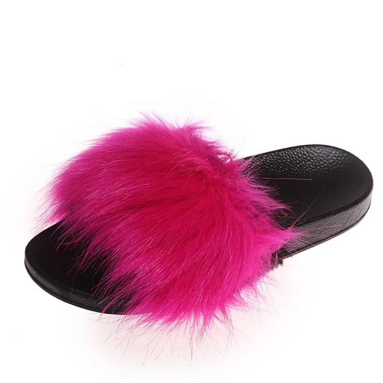 

Women's slippers 2021 Furry house custom slides designer slides real fur slippers wholesale fur slides women's sandals, Flower color, yellow, purple, rose red, beige, dark,blue