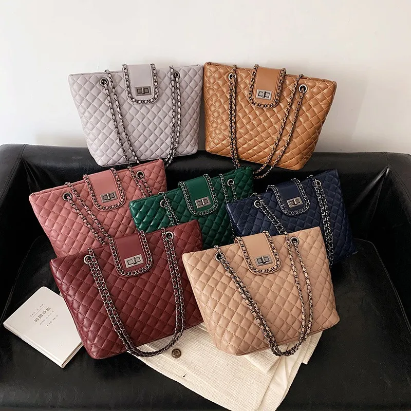 

2021 Latest Large Size Hand Bag Popular Women's Purse PU Leather Ladies Chain Handbag