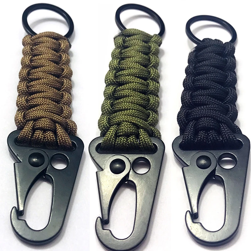 

Tactical Paracord Keychain With Carabiner Military Braided Lanyard Utility EDC Survival Tool For Keys Knife Outdoor Camping Gear