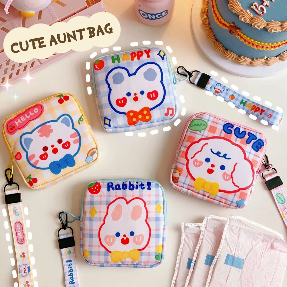 

Nylon sanitary napkin storage bag cute cartoon bear portable storage bag