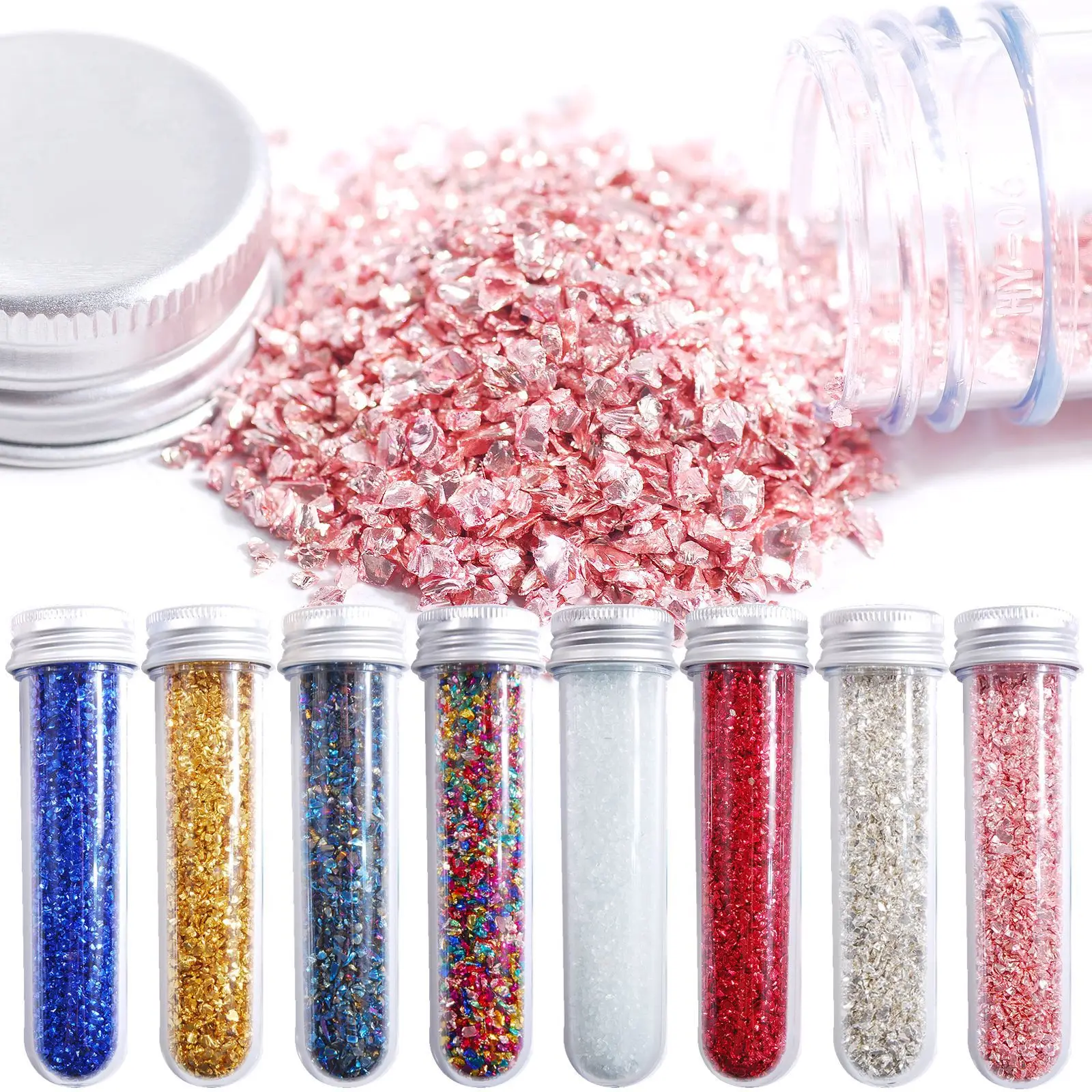 

1-2mm Tube Package Nail Sequins Irregular Metallic Crystal Chips Sprinkles Chunky Glitter Crushed Glass Craft Glitter for Resin