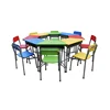 Combinable student tables colorful fireproof board School Desk And Chair For Group Learning