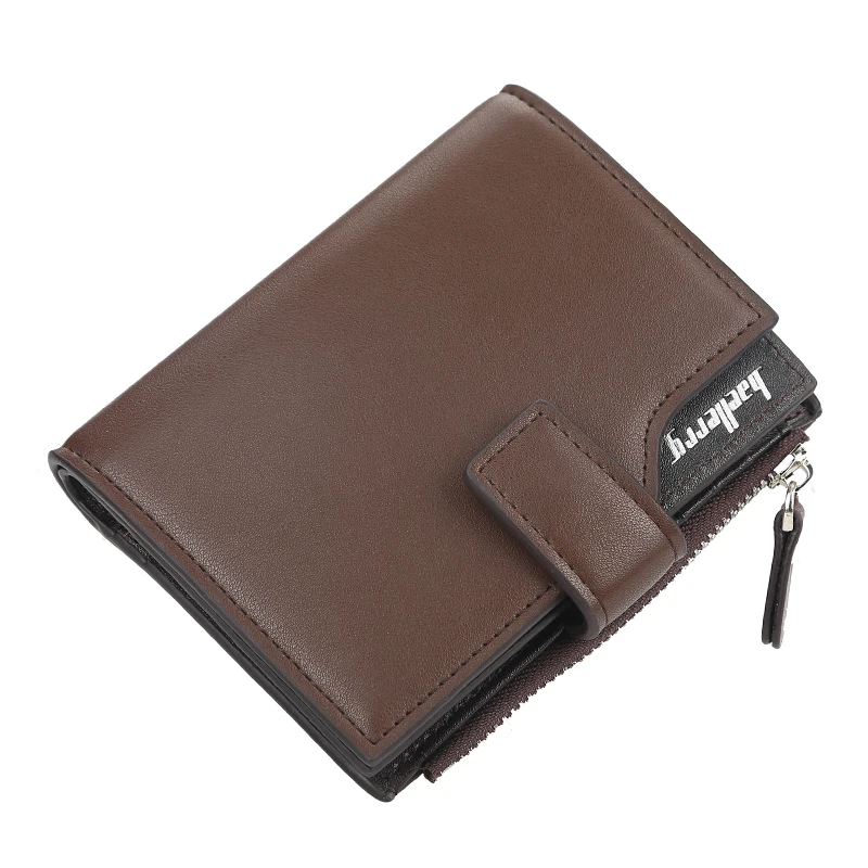 

Korea fashion tri-fold men card wallet leather coin purse baellerry wallet, Black and brown