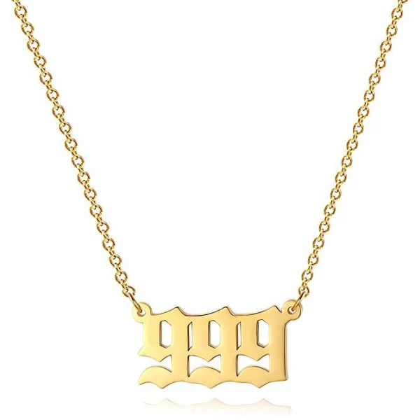 

Popular fashion gold plated exquisite pendant angel number 111-999 necklace with female stainless steel gold plated silver