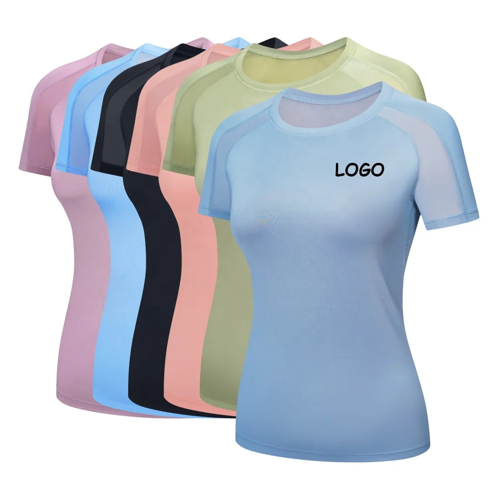 Women Training Exercise T-shirt Quick Dry Summer Running Fitness Gym Sports Yoga Tops Short Sleeves Tee
