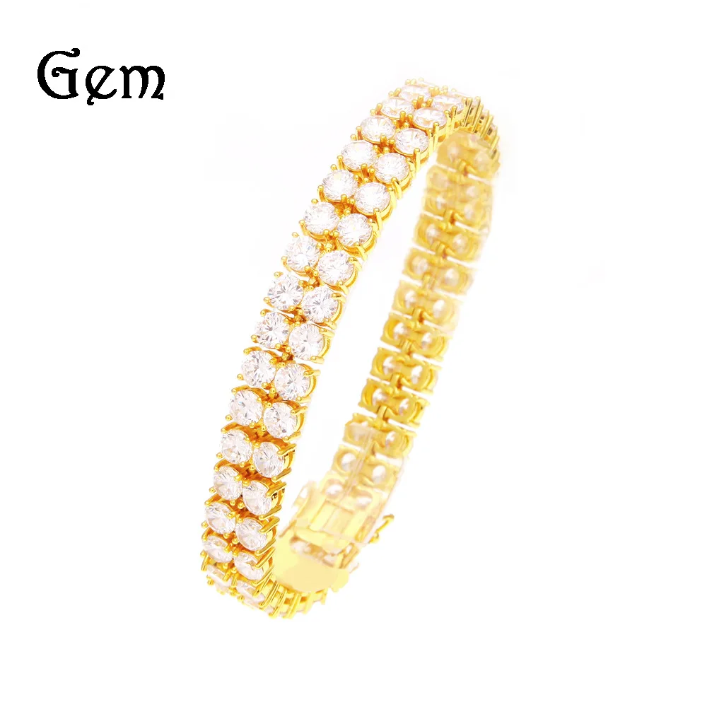 

Bling Cubic Zirconia 2 Rows Tennis Chain Bracelet Prong Setting CZ Iced Jewelry Wholesale Drop Shipping Bracelet