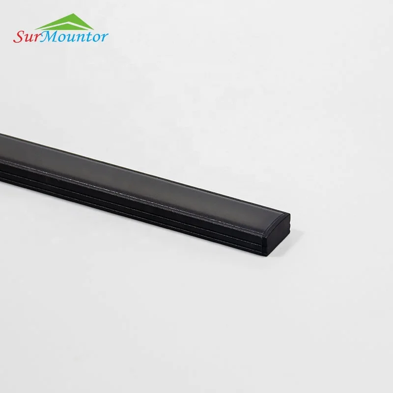 
Black anodized LED aluminium profile with smoke black transparent aluminum diffuser 