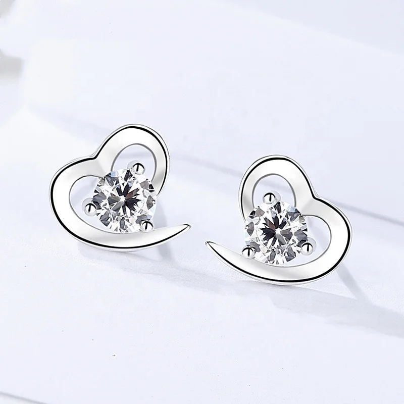 

Hot design 925 sterling silver earing stud new arrival for girls, White/purple