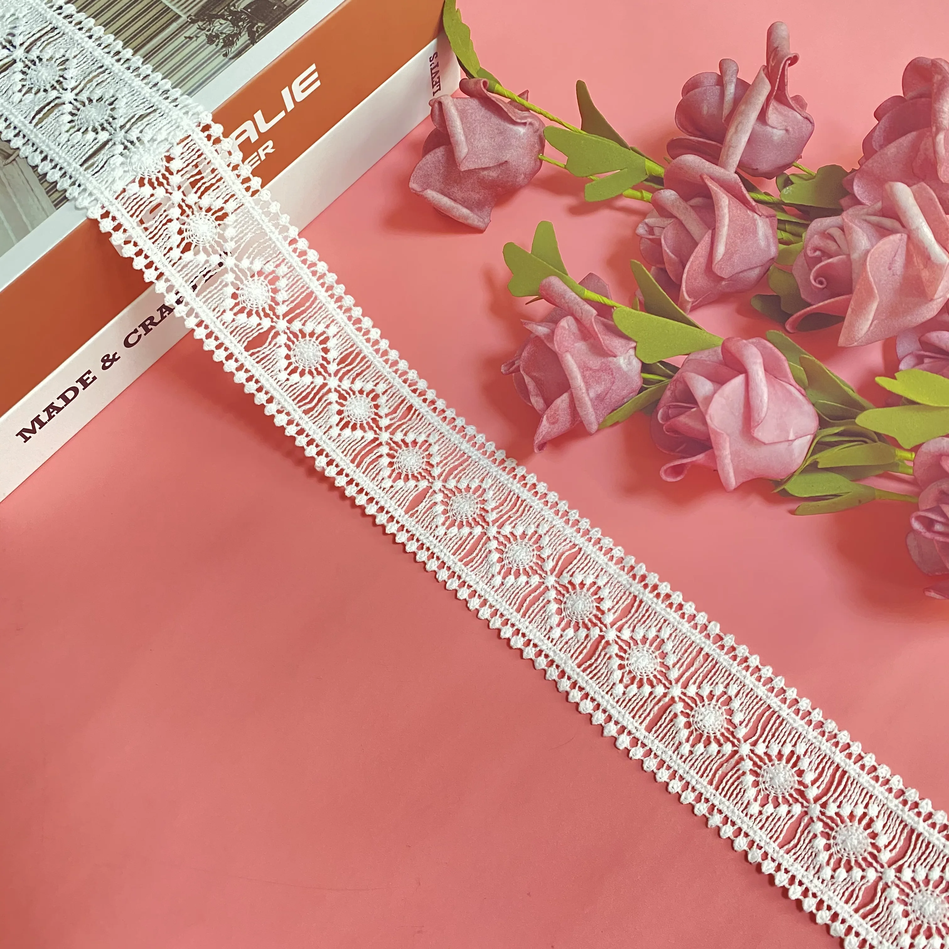 

New clothing accessories white milk polyester water soluble embroidery lace
