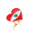New adjustable gold red heart eye lips rings vintage retro women female fashion exaggerated personalized love heart gold ring