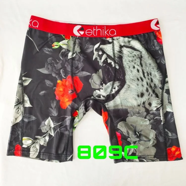 

New arrival ethika man underwear rose leopard printed underwear polyester breathable mens underwear men boxer briefs, As picture